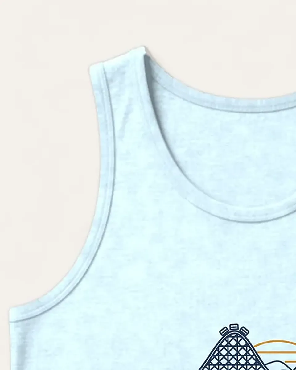 Close-up of the Santa Cruz Dipper Tank: the collar and garment-dyed cotton