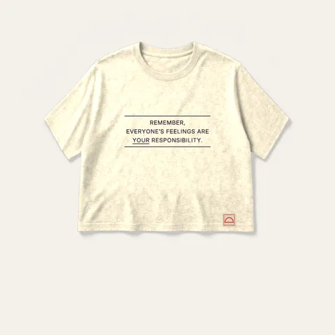 Feelings Notice Women's Boxy Tee in Ivory / Plum