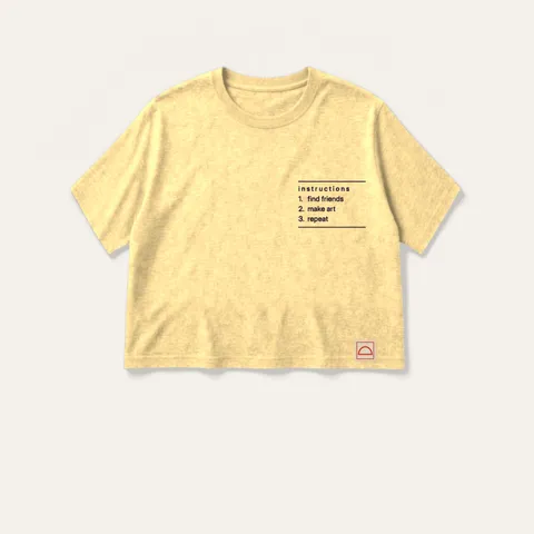 Make Art With Friends Women's Boxy Tee in Butter / Plum